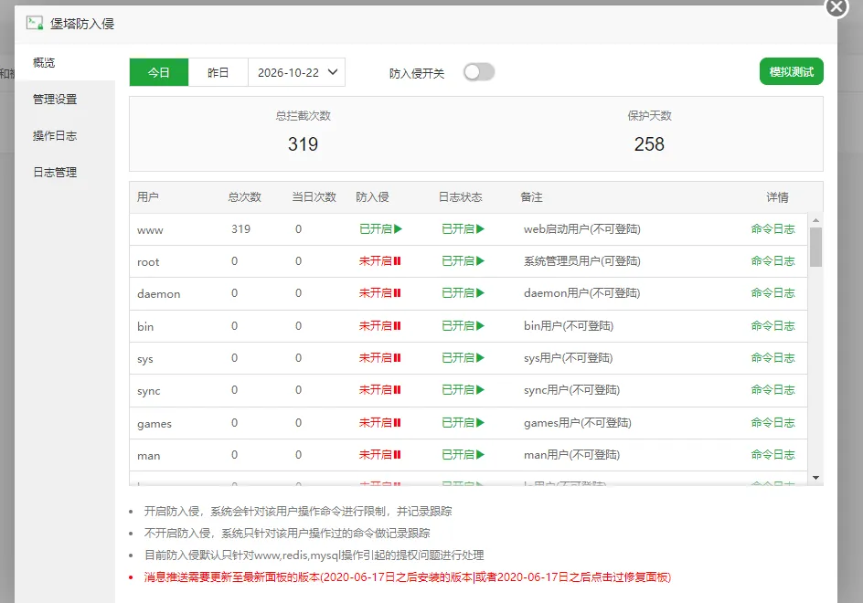 防入侵配置